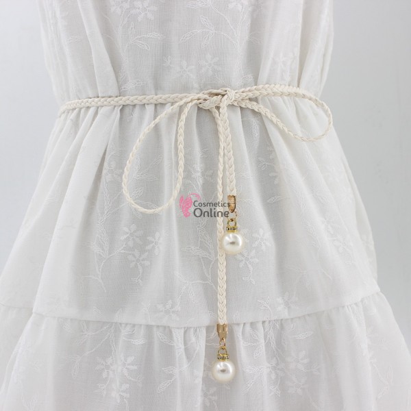 Snur pentru brau din piele impletita Luxury BLT029EE - Crem HandMade